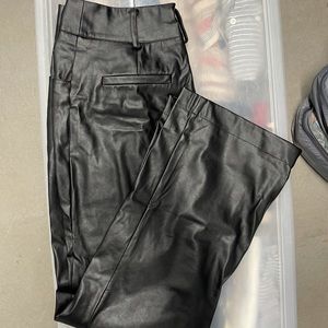 Leather wide leg pants
